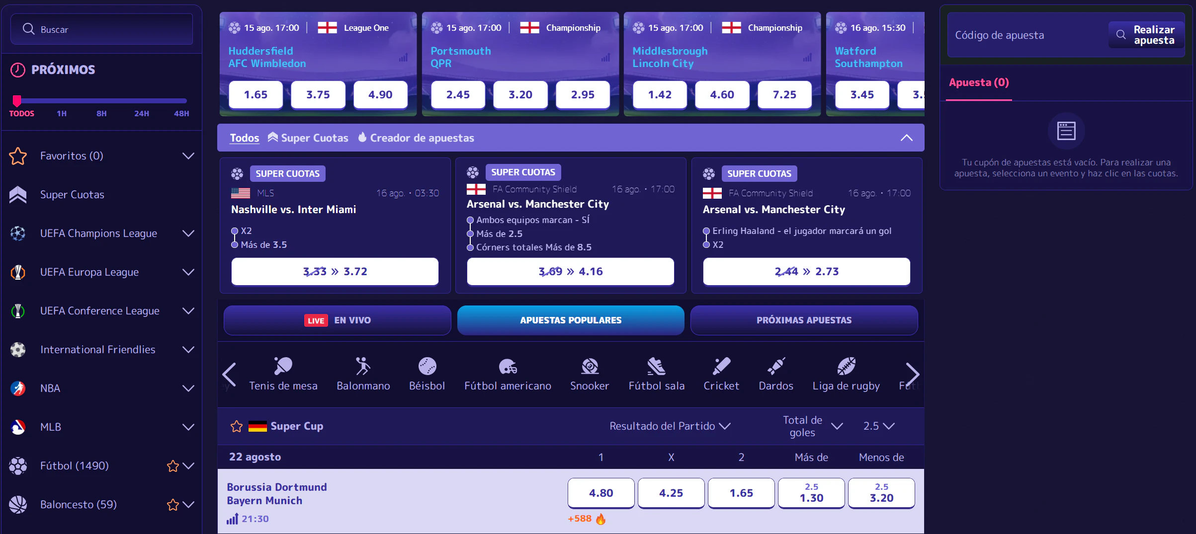 Apuestas deportivas y eSports en Alf Casino