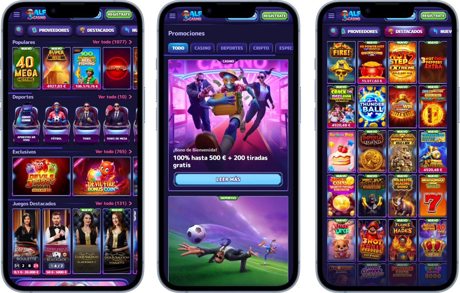 Versión móvil de Alf Casino